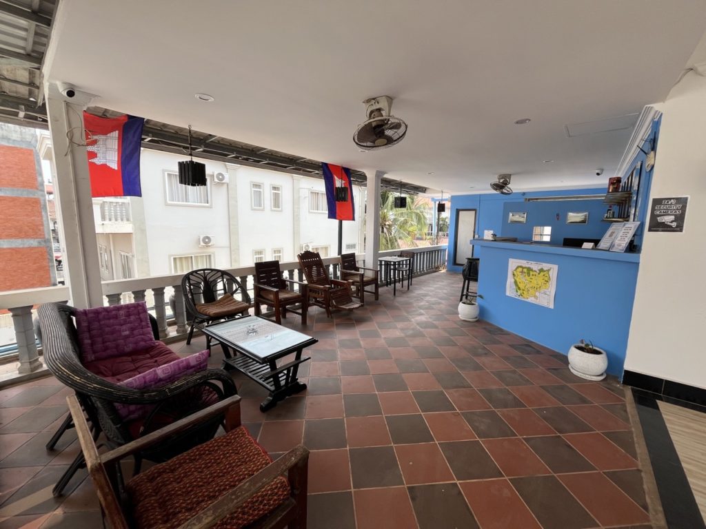 The bar and lounge area at Errol's Home hotel in Siem Reap