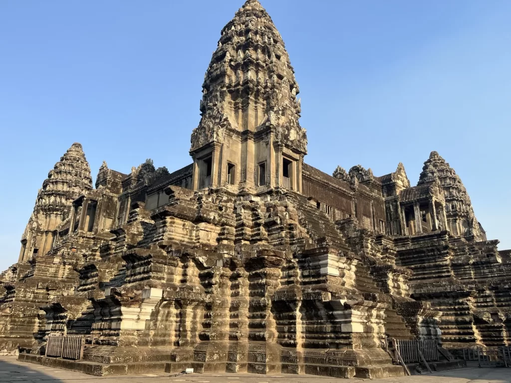 Angkor Wat with blue skies in Krong Siem Reap Cambodia