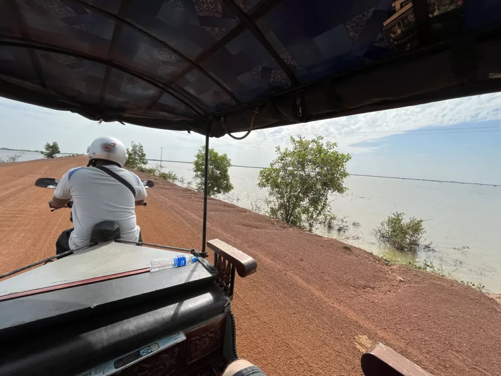 A road in the Cambodian countryside in Krong Siem Reap near Angkor Wat