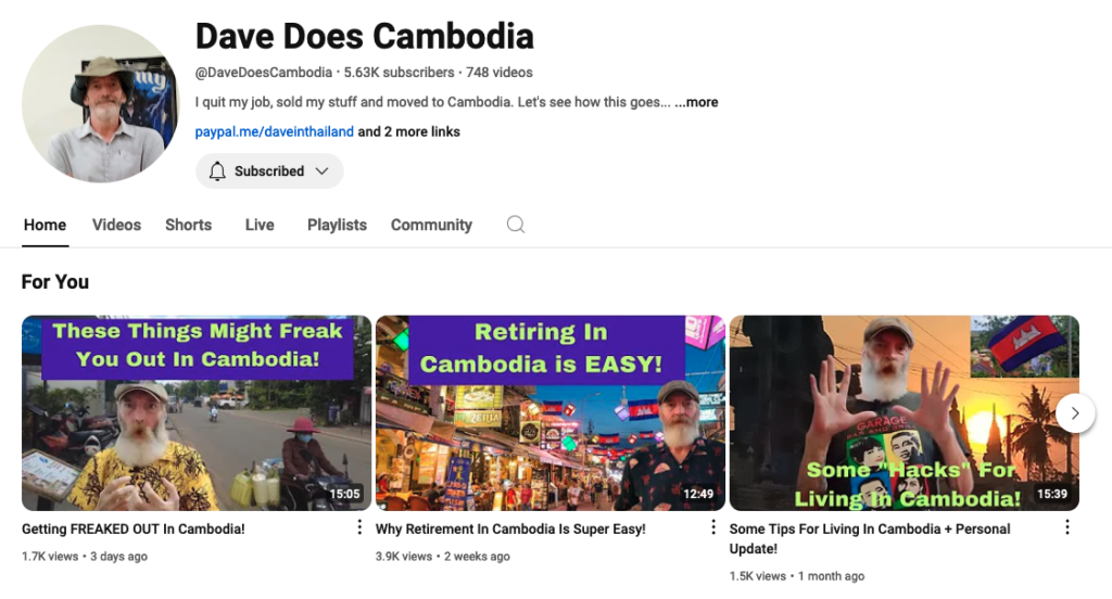 Dave Does Cambodia, an expat in Cambodia making vlogs from Siem Reap