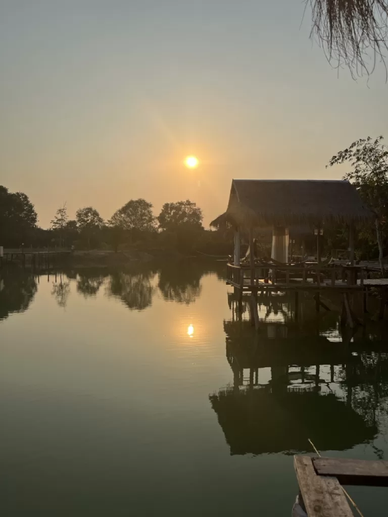 Sunset at Bamboo Bridge San Reap Cambodia