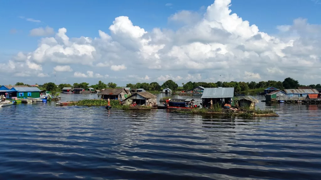 Siem Reap Battambang boat passing by Siem Reap a floating village on the Tonle Sap Lake