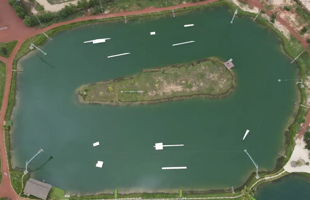 Map of Wake Park Cambodia wakeboarding circuit in Krong Siem Reap near Angkor Wat