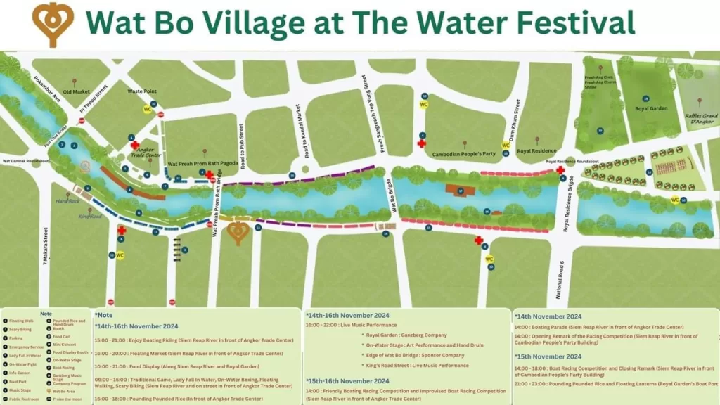 Cambodia Water Festival 2024 Siem Reap events map