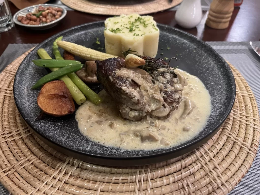 Grilled boneless leg of lamb at Grill Lounge Restaurant Siem Reap near Pub Street and Angkor Wat