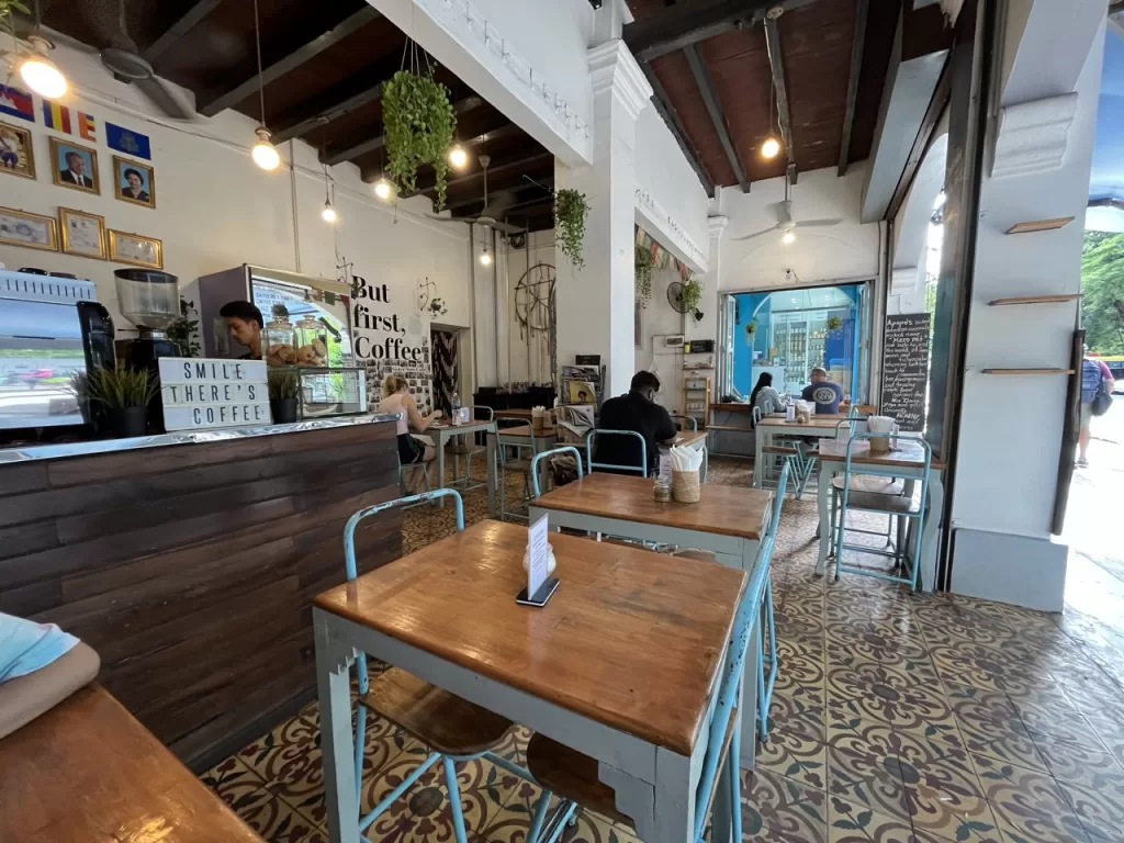 Interior of Sister Srey Cafe, located near the Old Market Siem Reap along the Siem Reap Riverside