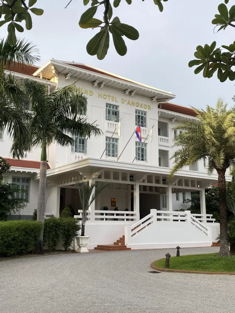 Raffles Grand Hotel Hotel D'Angkor at daytime, hotel near angkor wat Siem Reap