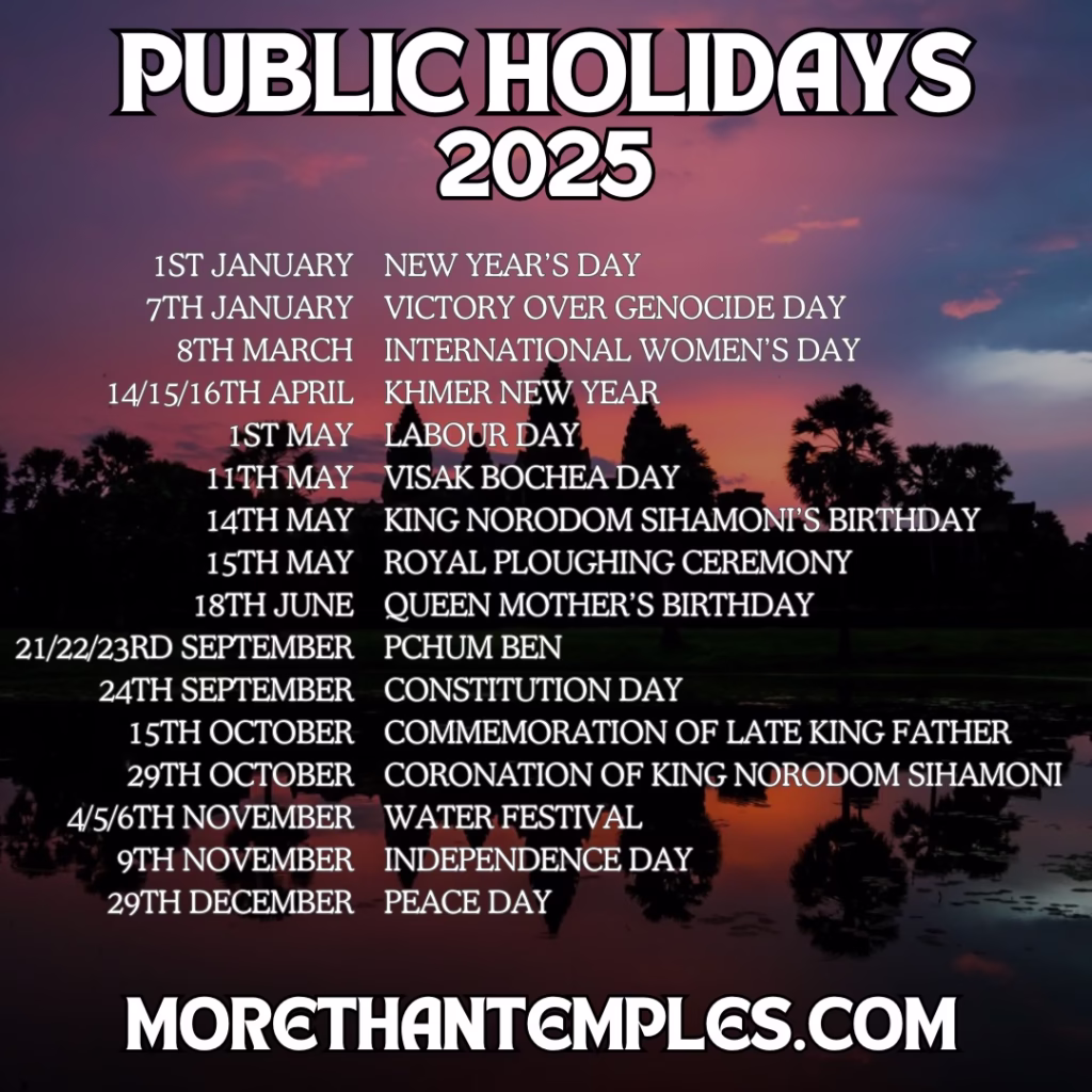 Holidays in Cambodia and Public Holidays 2025 infographic