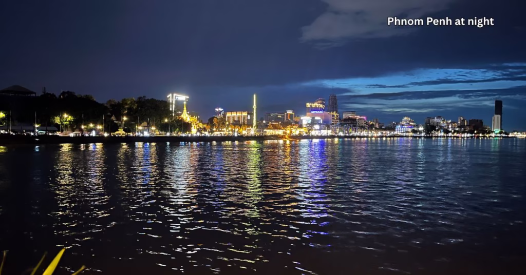 Phnom Penh Riverside Walking Street at night