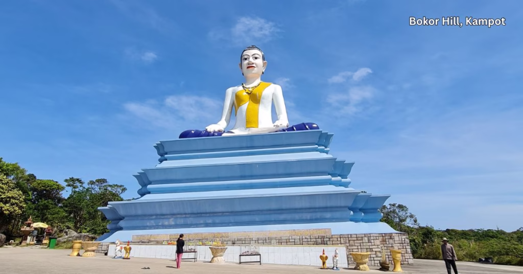 Giant Buddha Statue at Bokor Mountain National Park in Kampot Cambodia