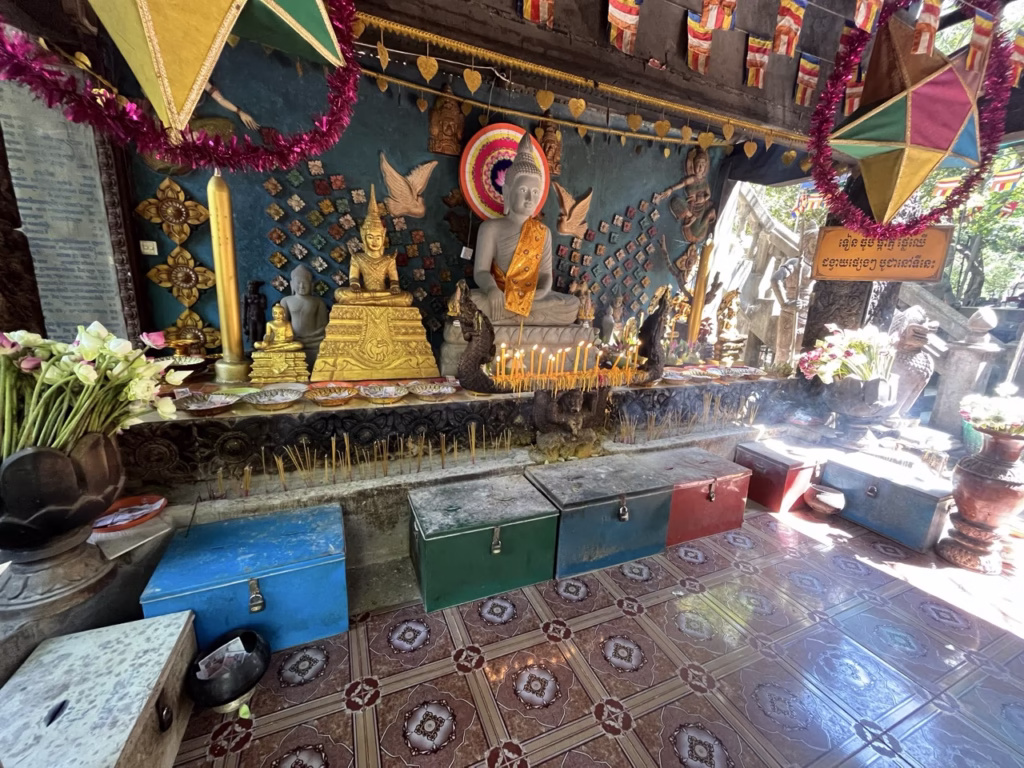 Buddhist pagoda at Phnom Kulen National Park during one of the holidays in Cambodia