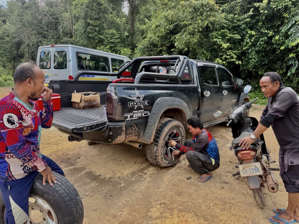 Mechanics Fixing a Car at Kulen National Park Siem Reap Cambodia
