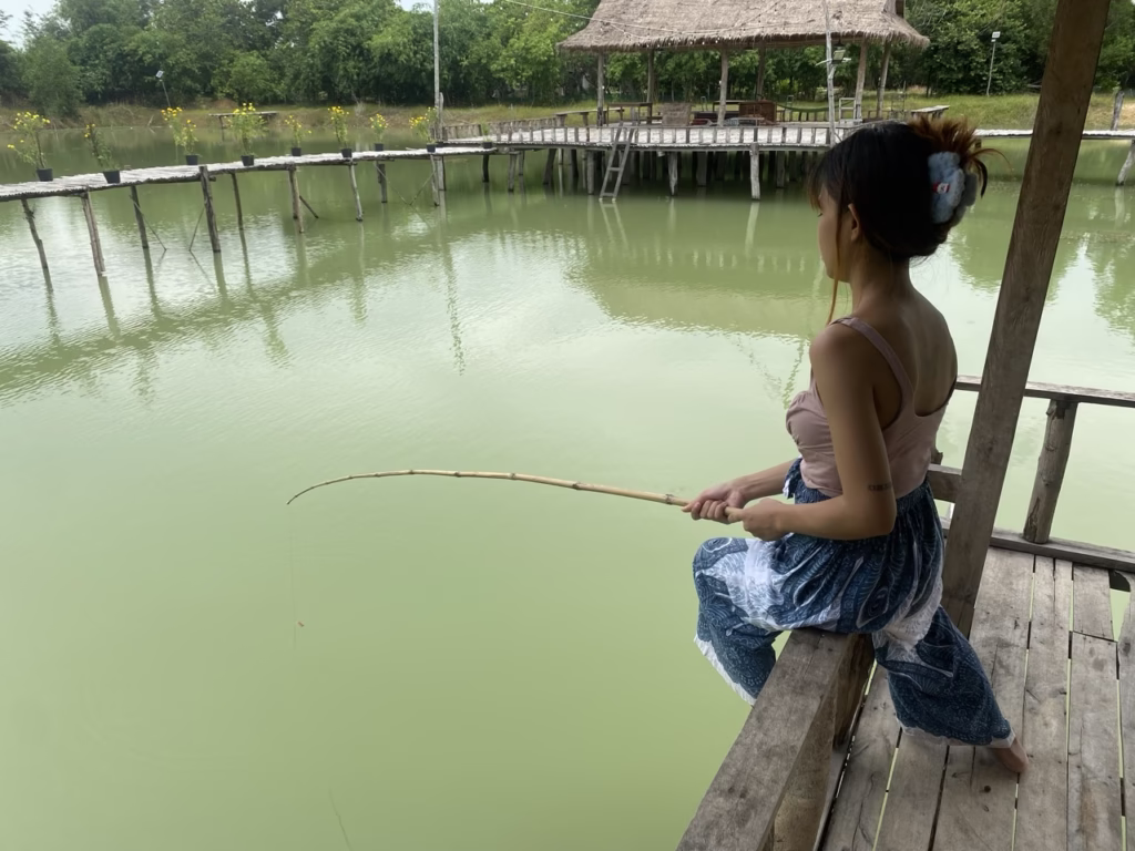 Khmer Woman Fishing in Siem Reap