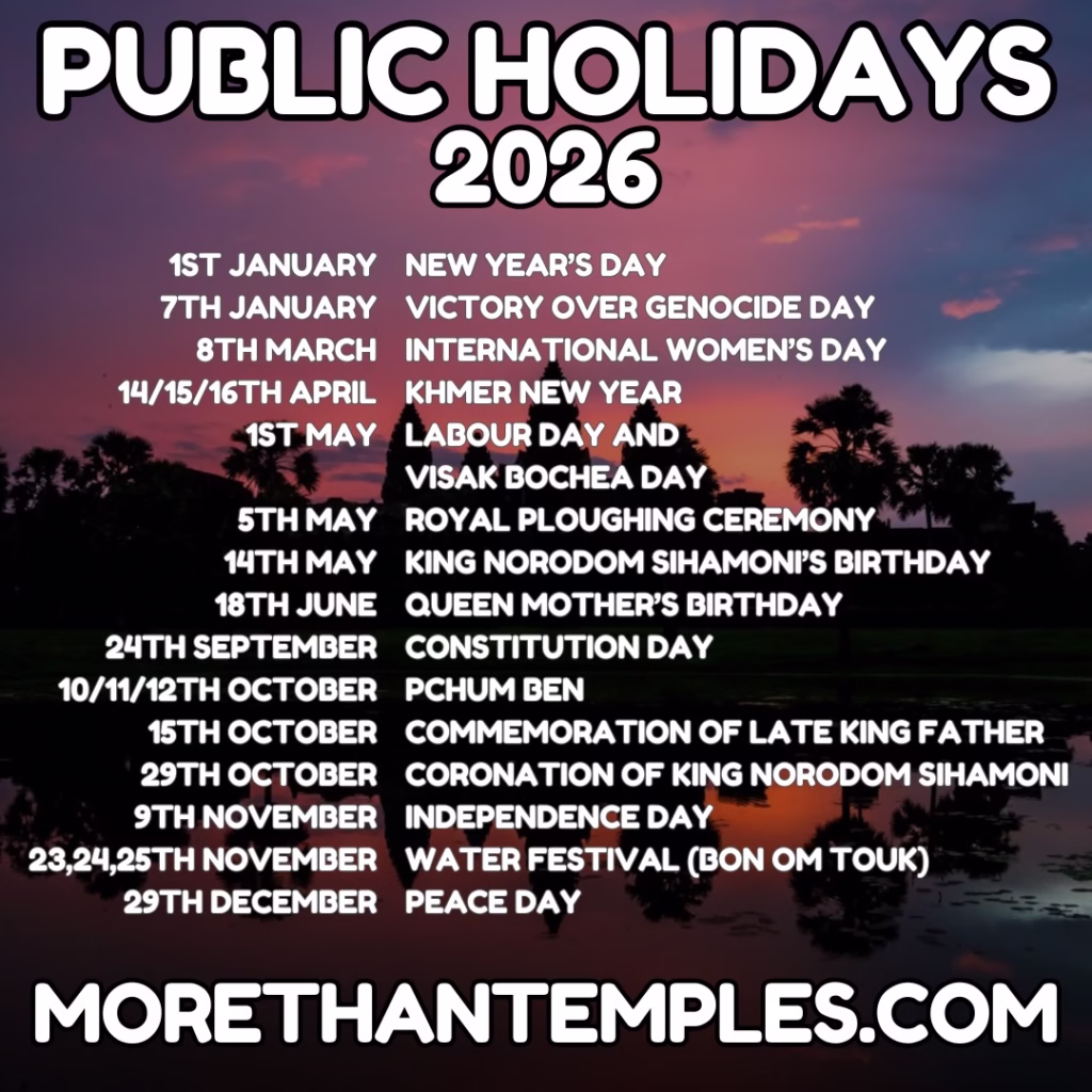 Cambodian Public Holidays 2026 Infographic More Than Temples Siem Reap